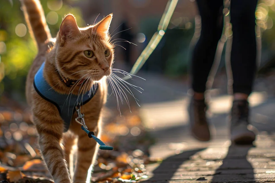 Comfortable cat leash and harness set