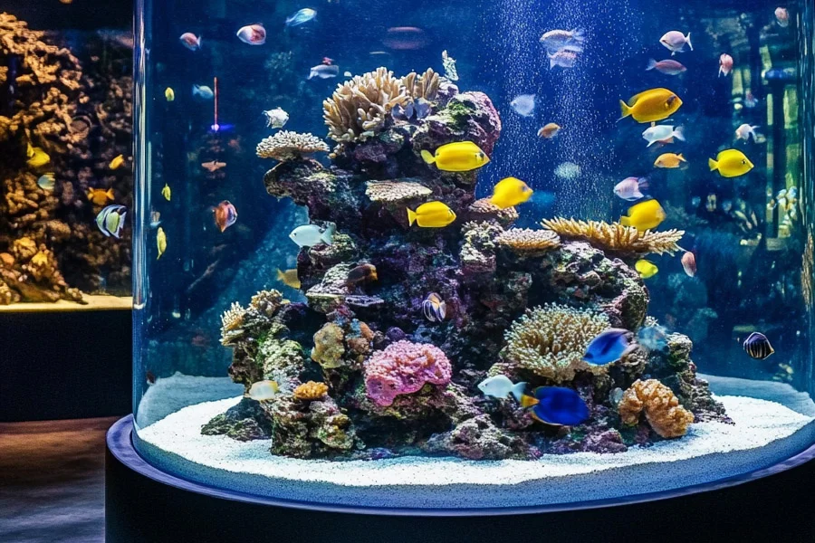 Contemporary cylindrical fish tank