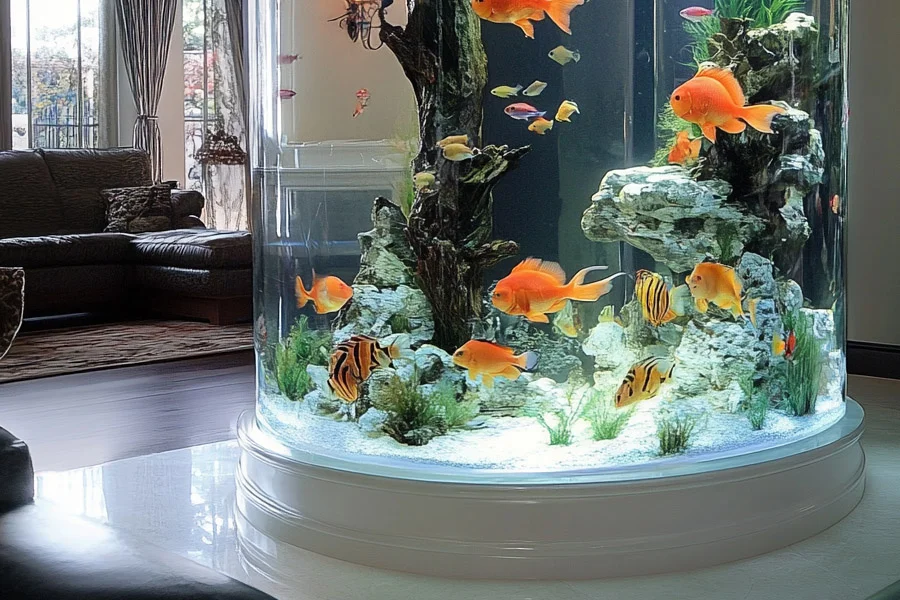 Unique cylindrical aquarium design