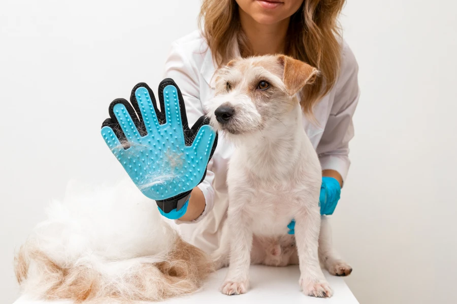 Fur remover glove for dogs